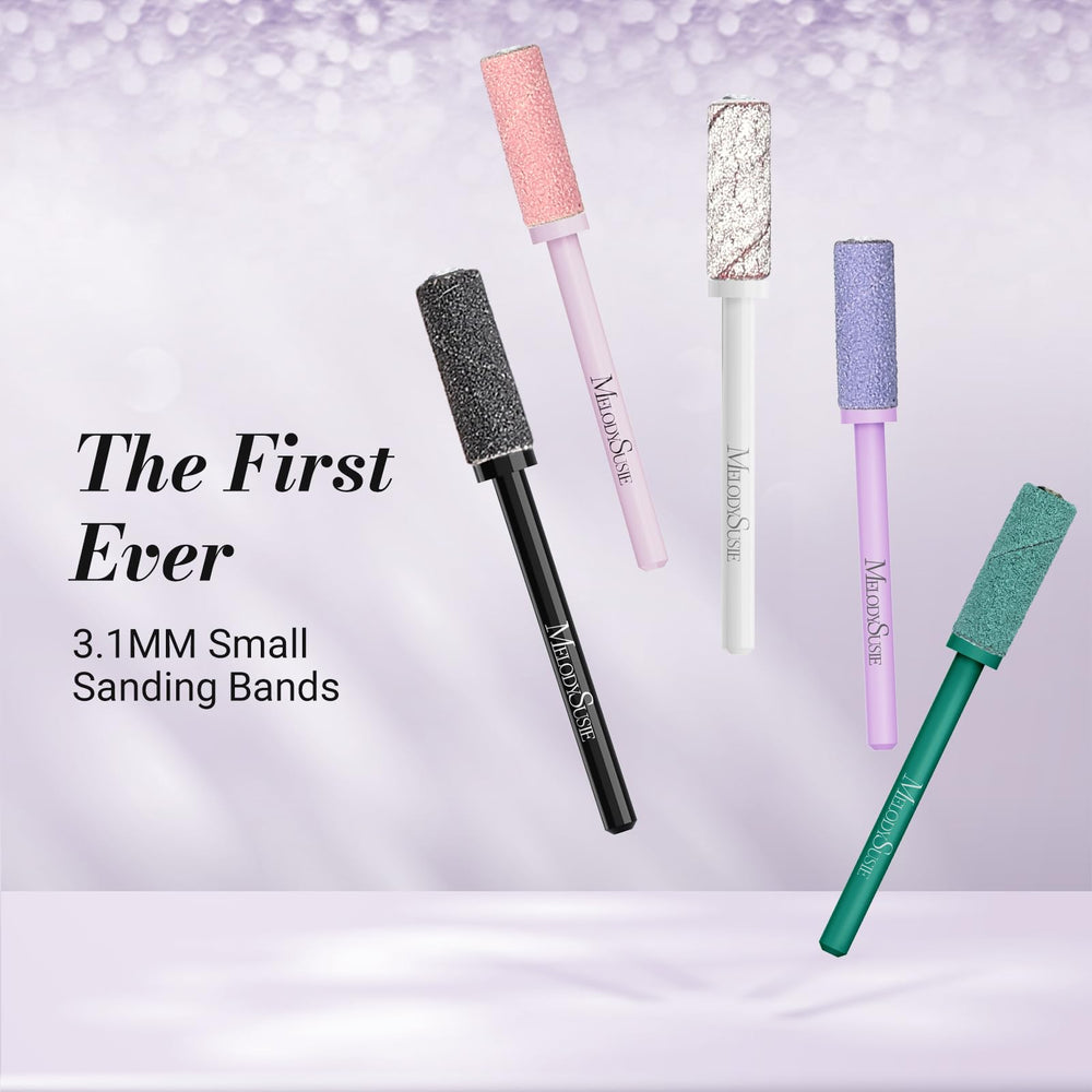 MelodySusie nail drill bits closeup precise shaping improves edge detail during manicure