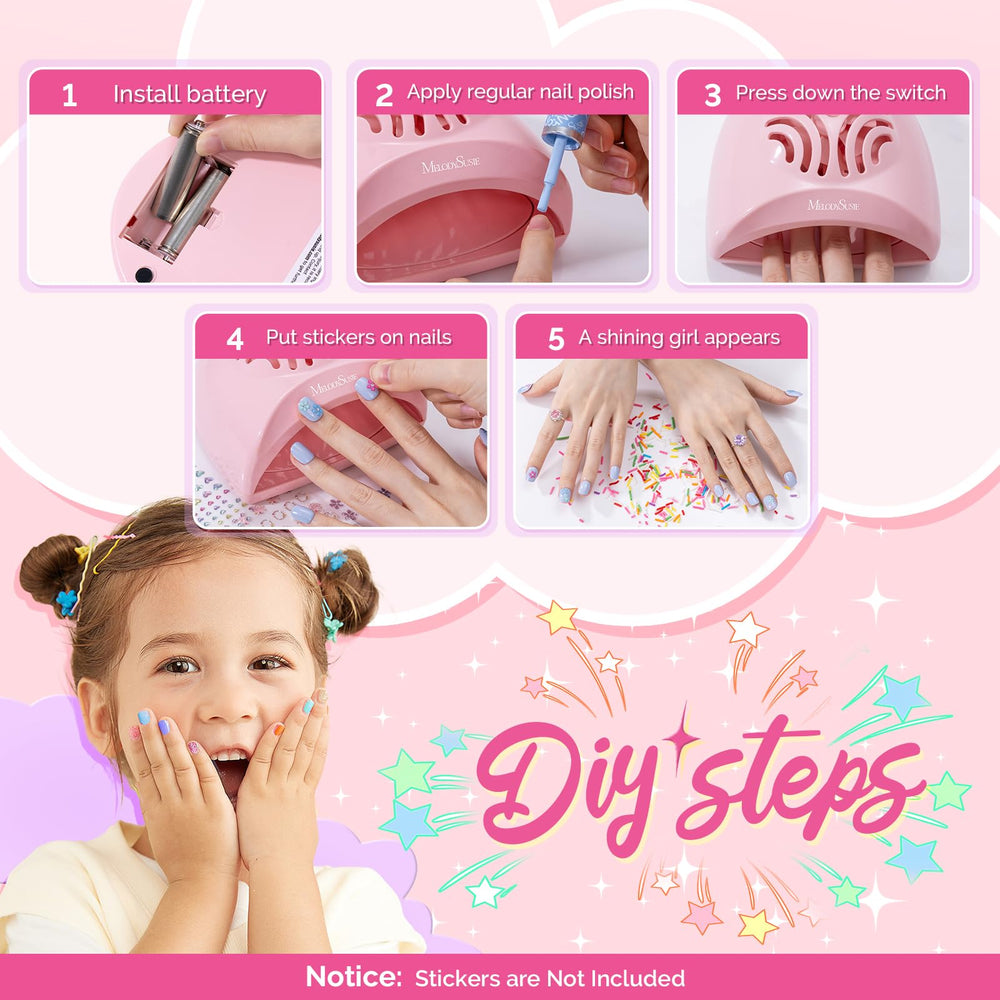 MelodySusie safe nail dryer featuring no UV light for gentle, kid-friendly drying.