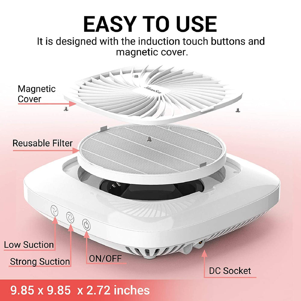 MelodySusie Nail Dust Collector back vent shows heat dissipation for sustained sessions.