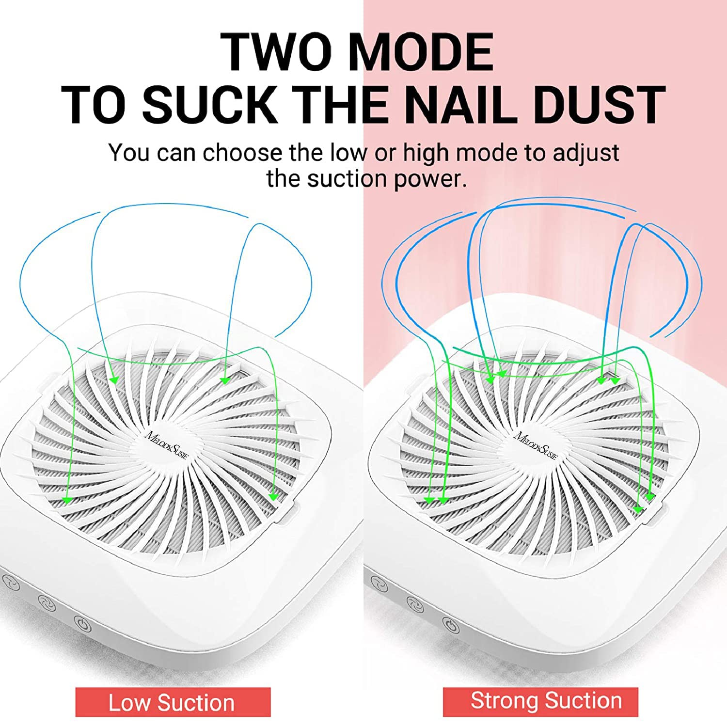 MelodySusie Nail Dust Collector magnetic filter closeup highlights reusable option.