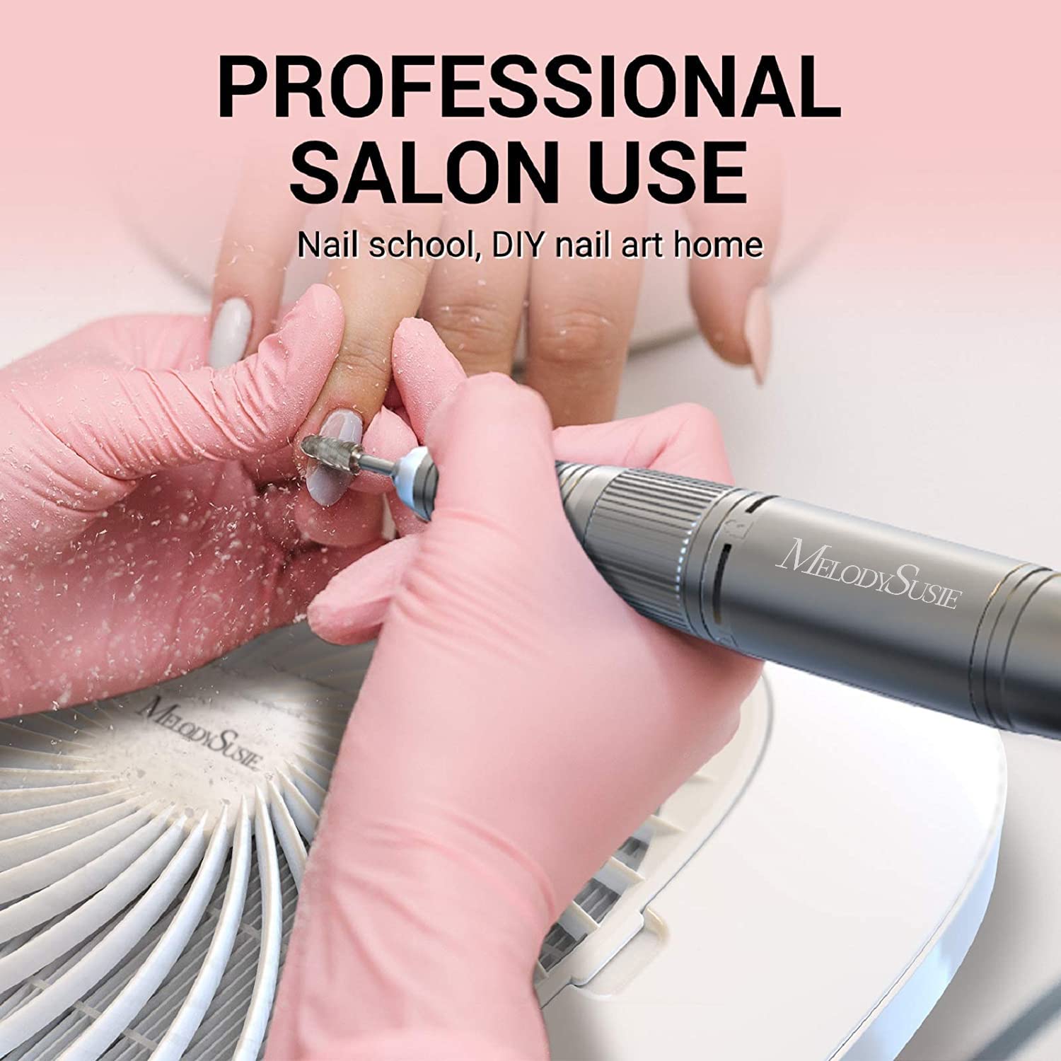 MelodySusie Nail Dust Collector reusable filter closeup emphasizes easy cleaning and cost savings.