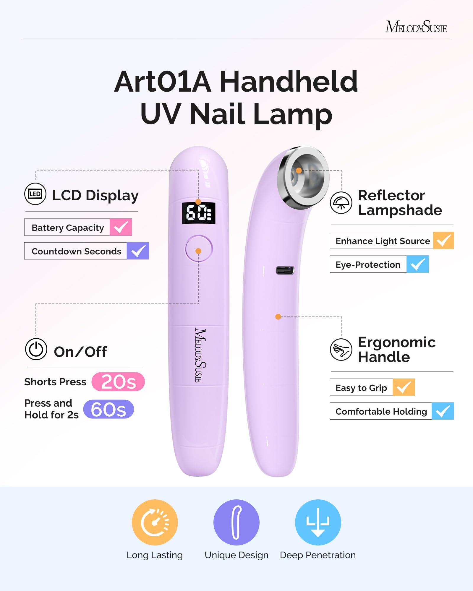 MelodySusie P-ART01A ergonomic handheld form reduces hand fatigue during use.
