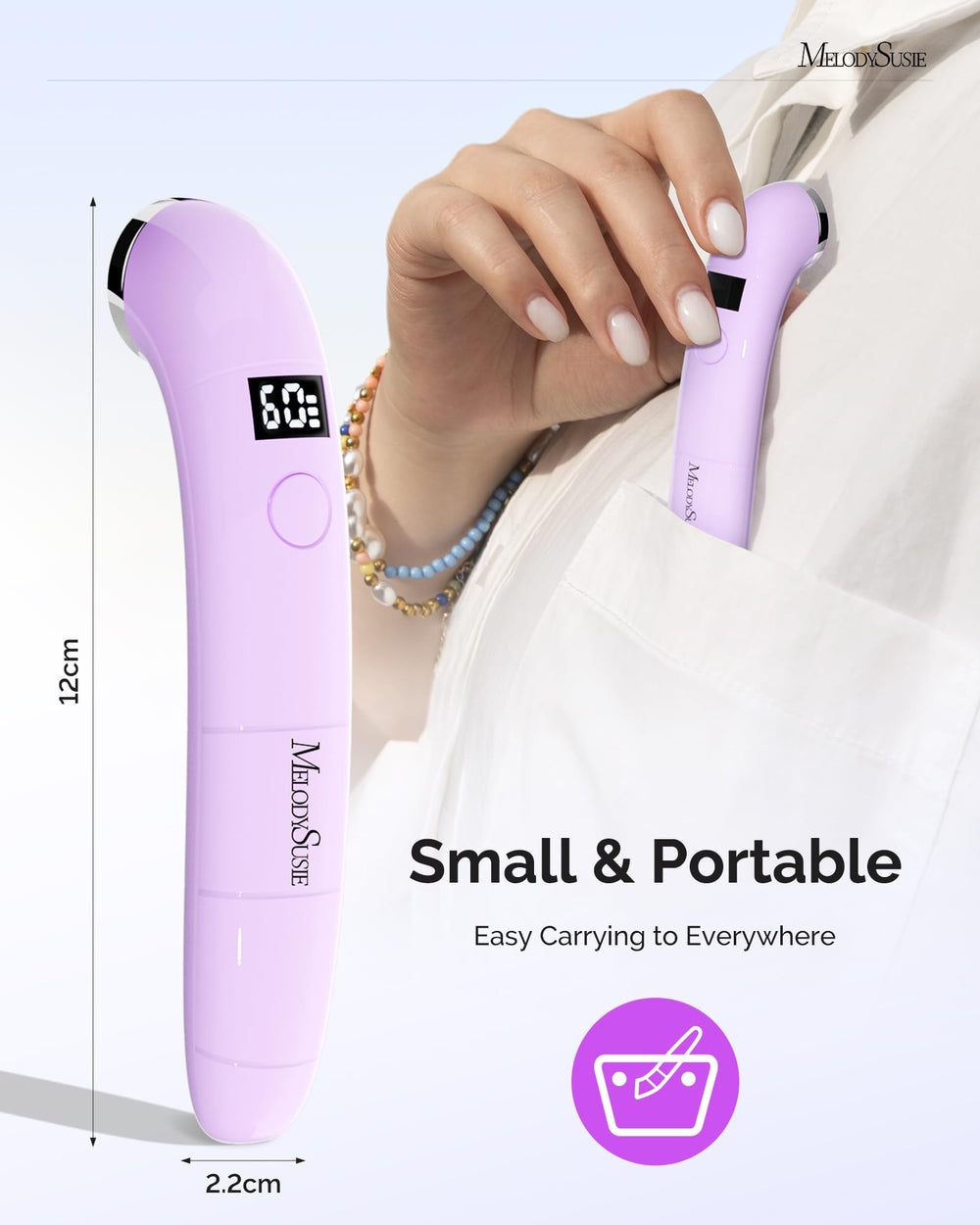 MelodySusie P-ART01A purple travel-friendly lamp for on-the-go gel curing.