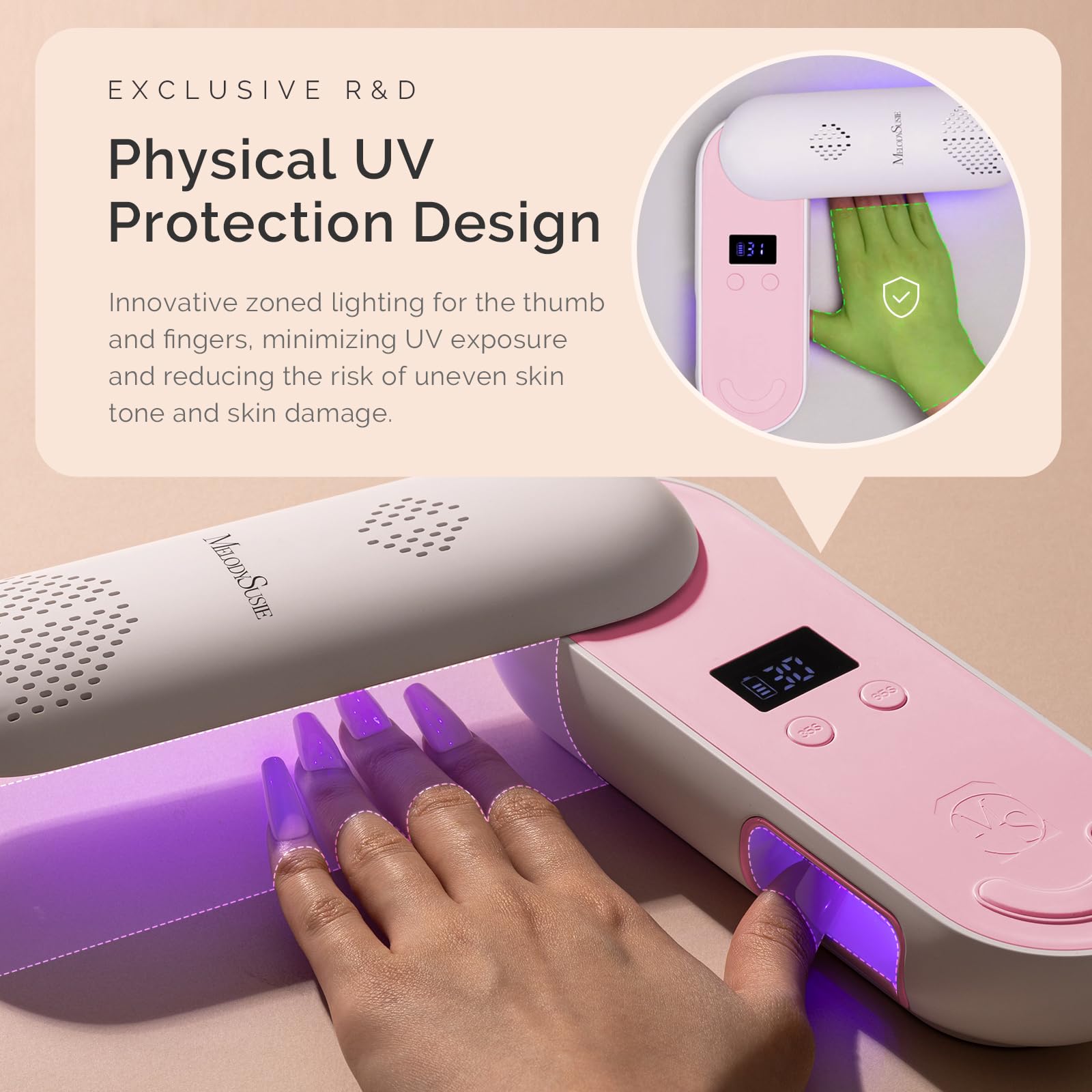 MelodySusie P-PLUS20F pink nail lamp adds style and cordless convenience