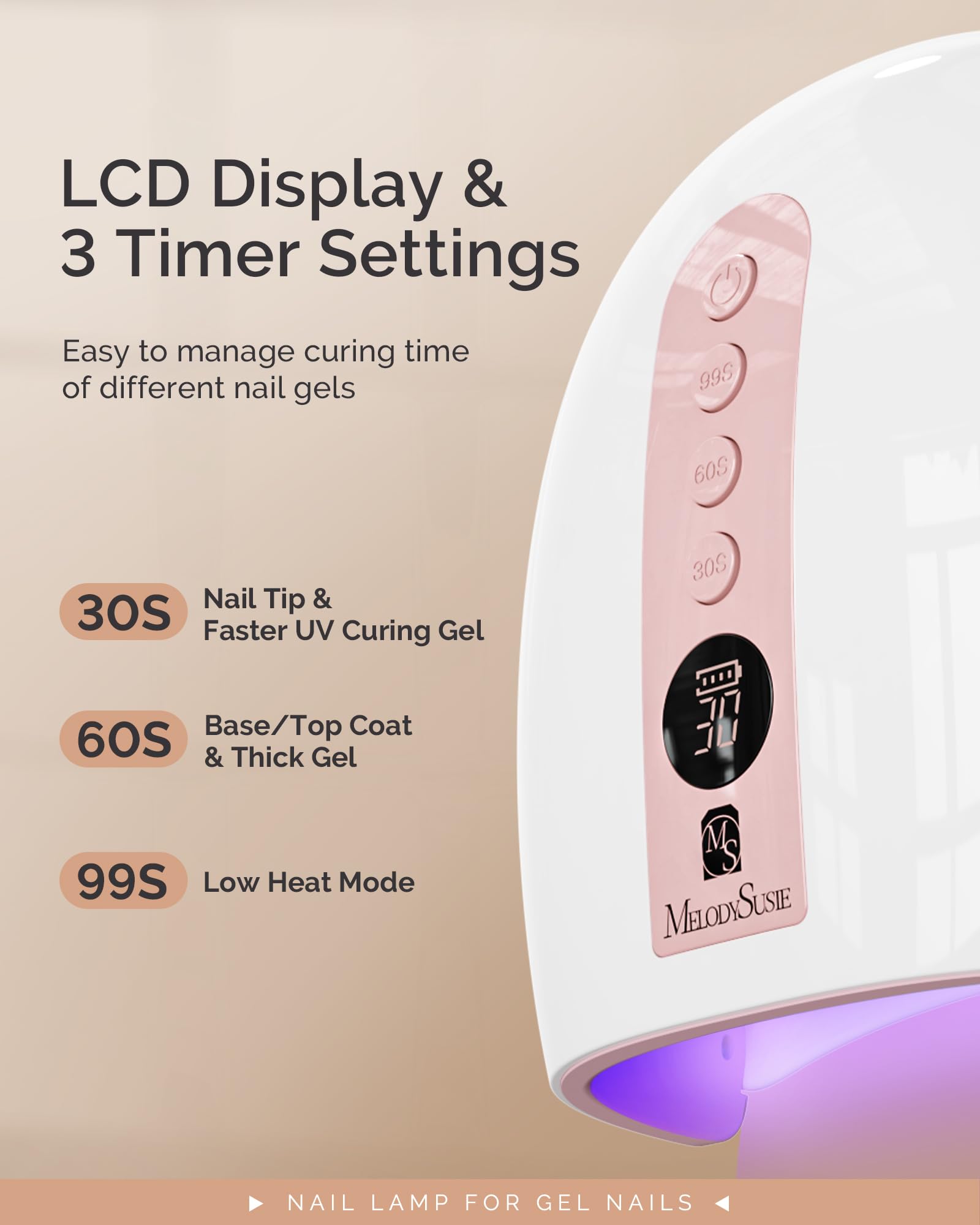 MelodySusie P-Plus30G supports builder, extension and chrome gels for durable finishes.