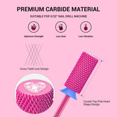 MelodySusie pink blossom crystal-top bit delivers precise shaping for safe cuticle and sidewall contouring.