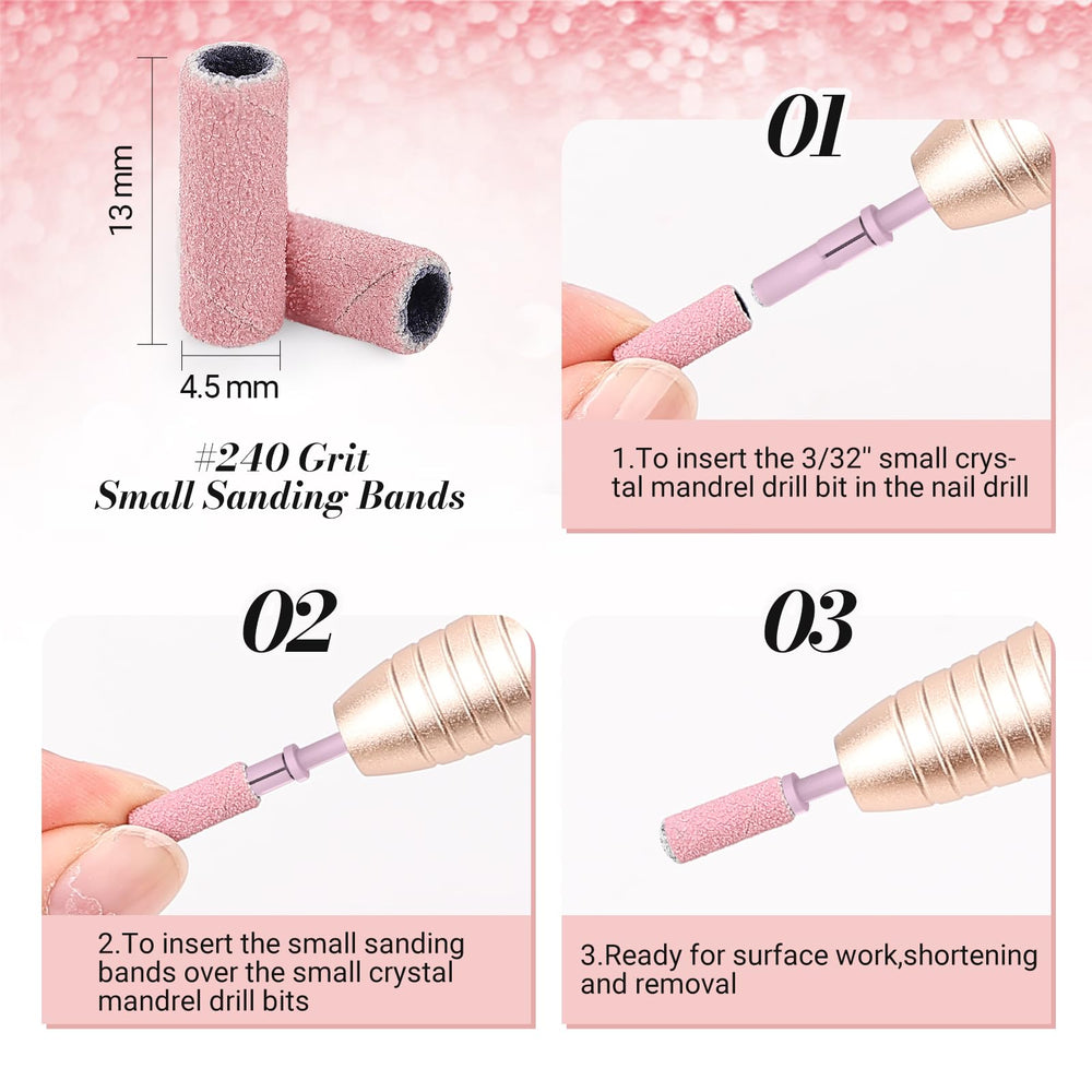 MelodySusie pink sanding bands add visibility during precise filing.