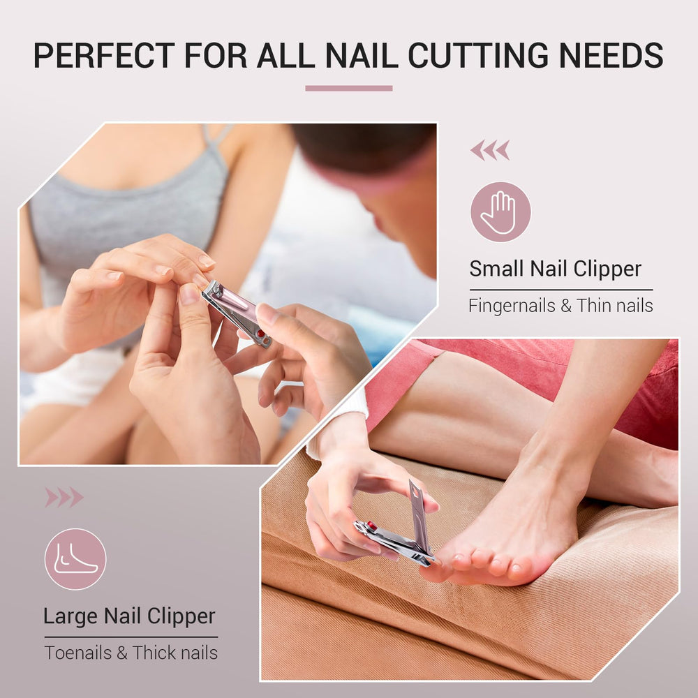 MelodySusie pink finish nail clippers with premium rust-resistant blades.