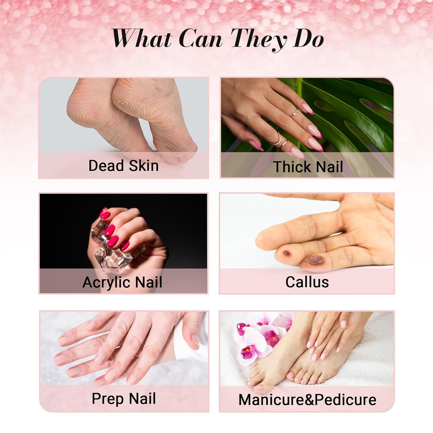 MelodySusie pink nail drill bands set for manicures and pedicures.