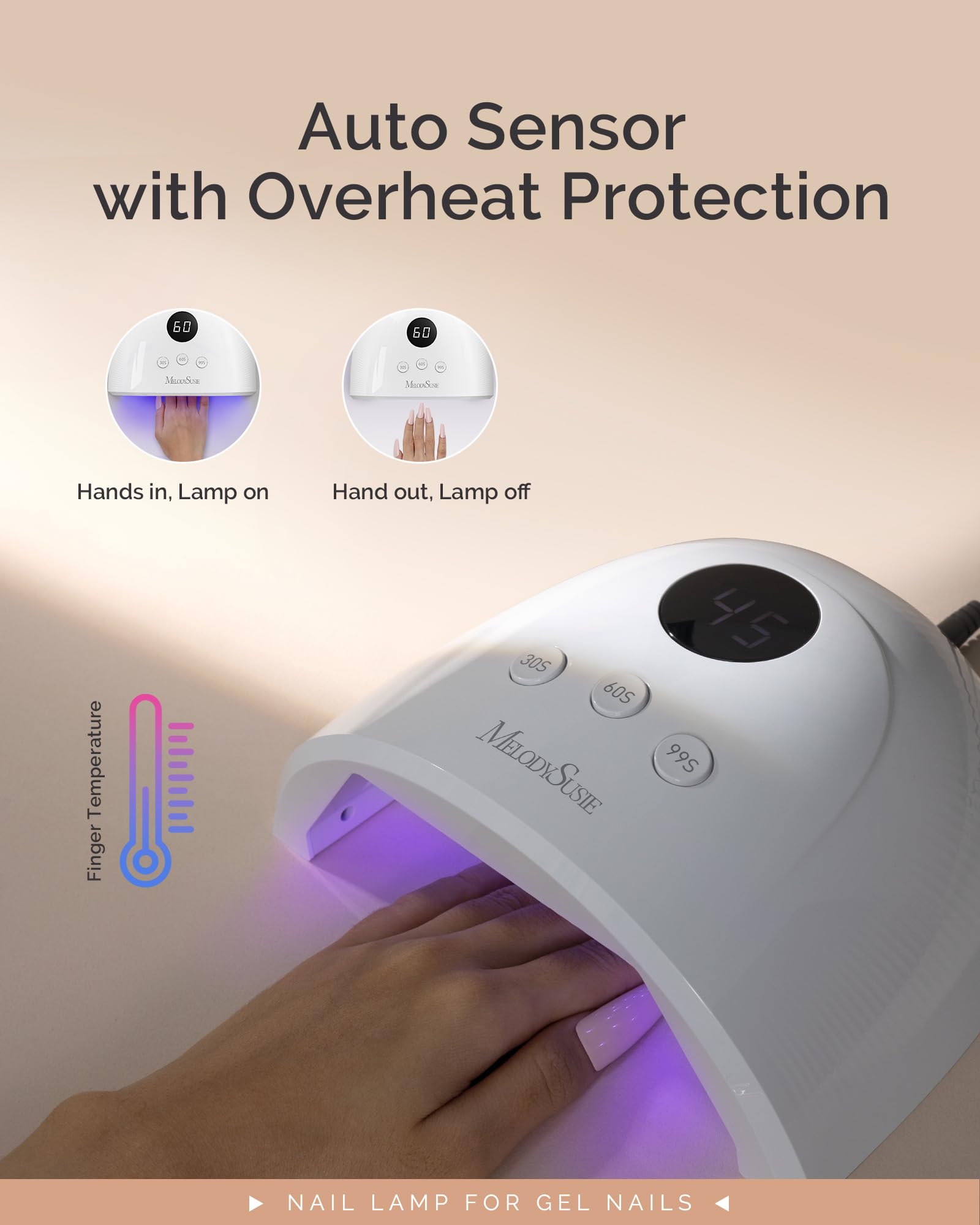 MelodySusie Plus30F auto-sensor triggers hands-free operation for convenient curing.