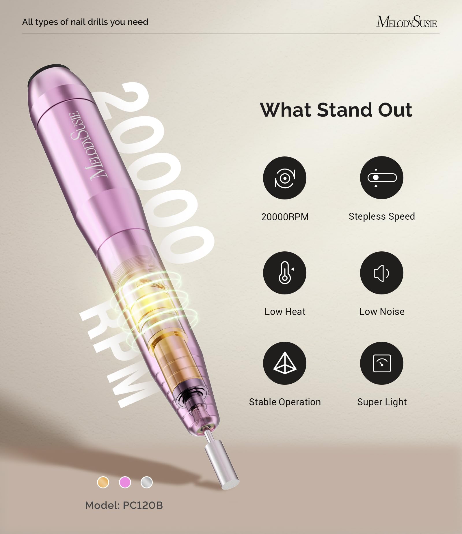 MelodySusie portable nail drill for on-the-go manicures.