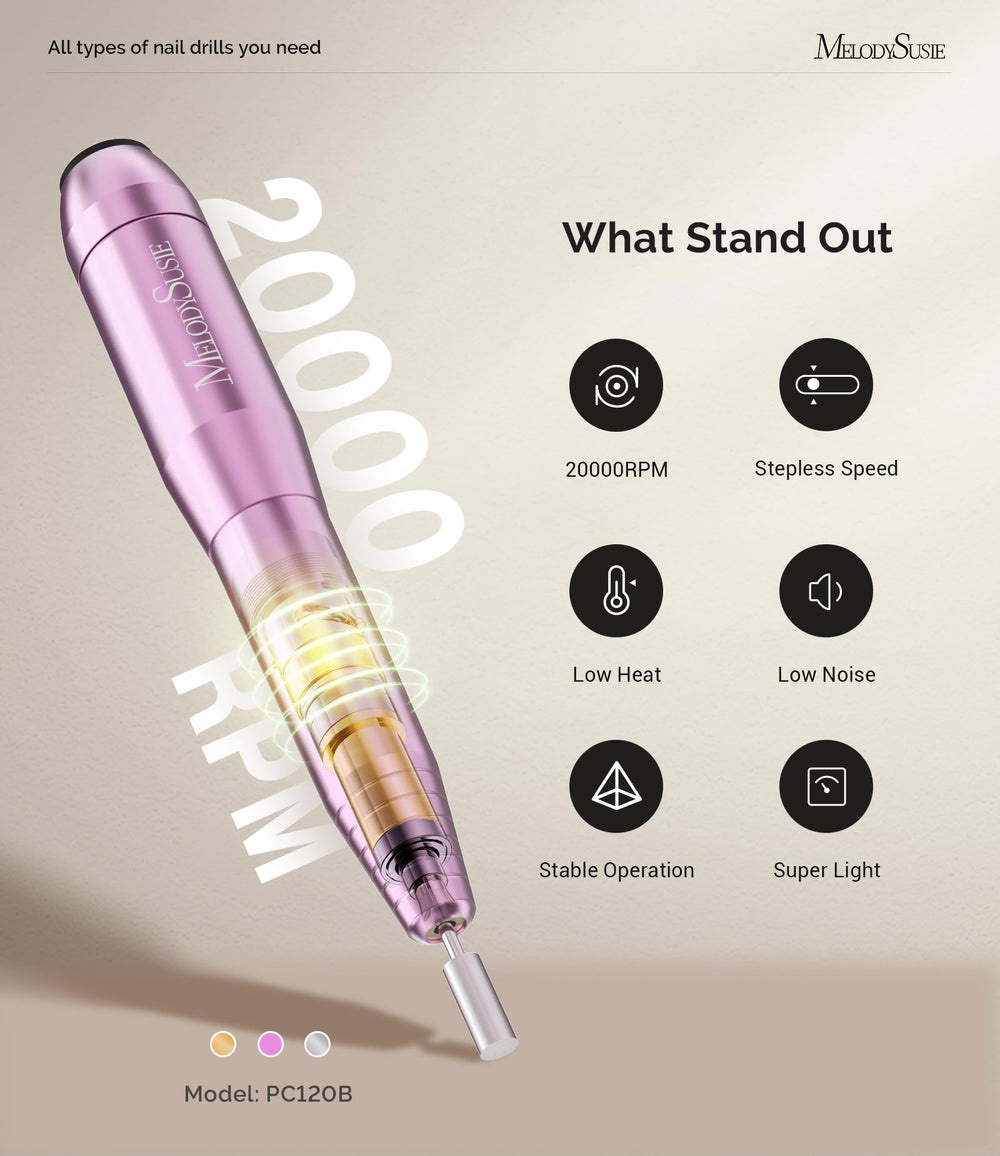 MelodySusie portable nail drill for on-the-go manicures.