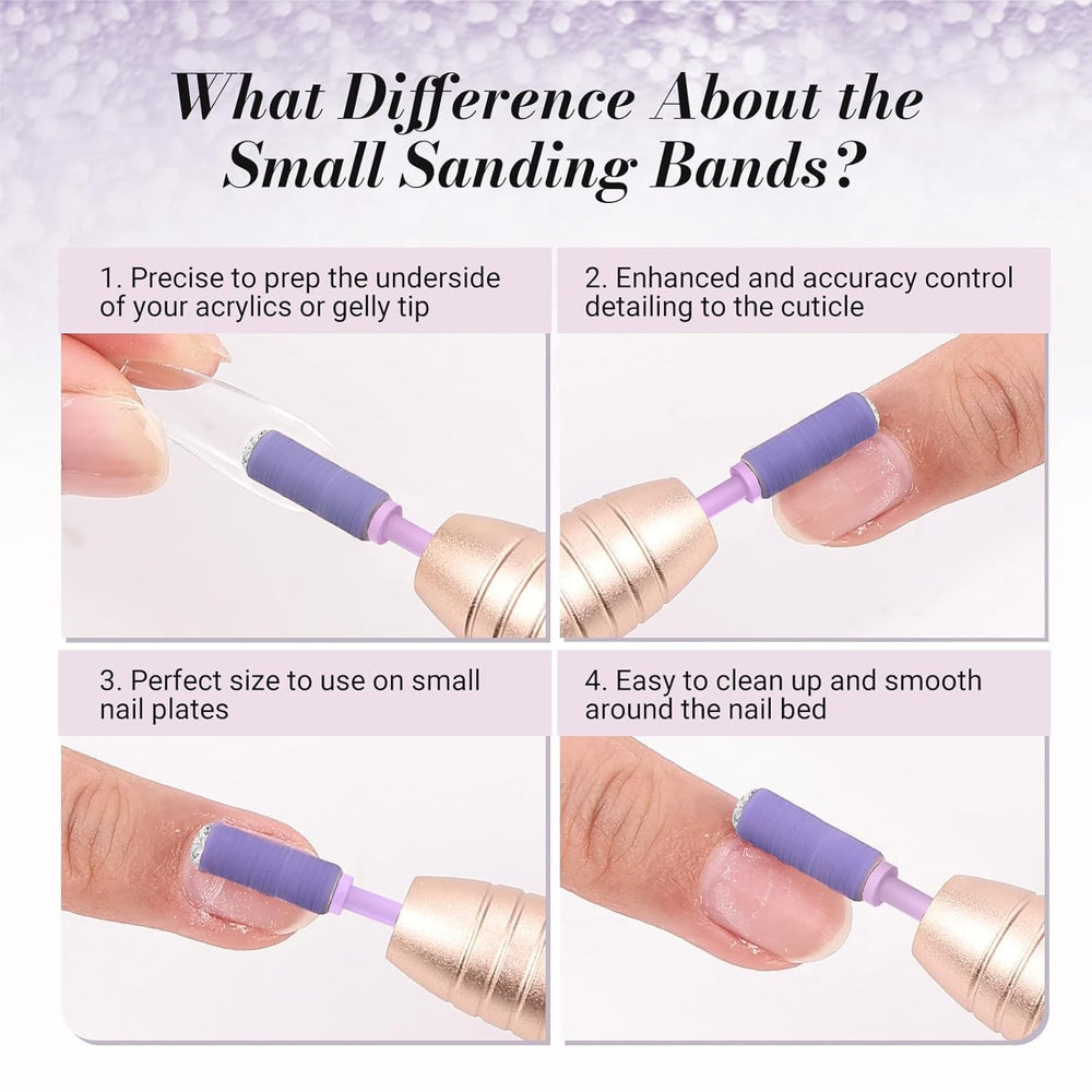 MelodySusie purple sanding bands pack ideal for prepping natural nails and shine removal.