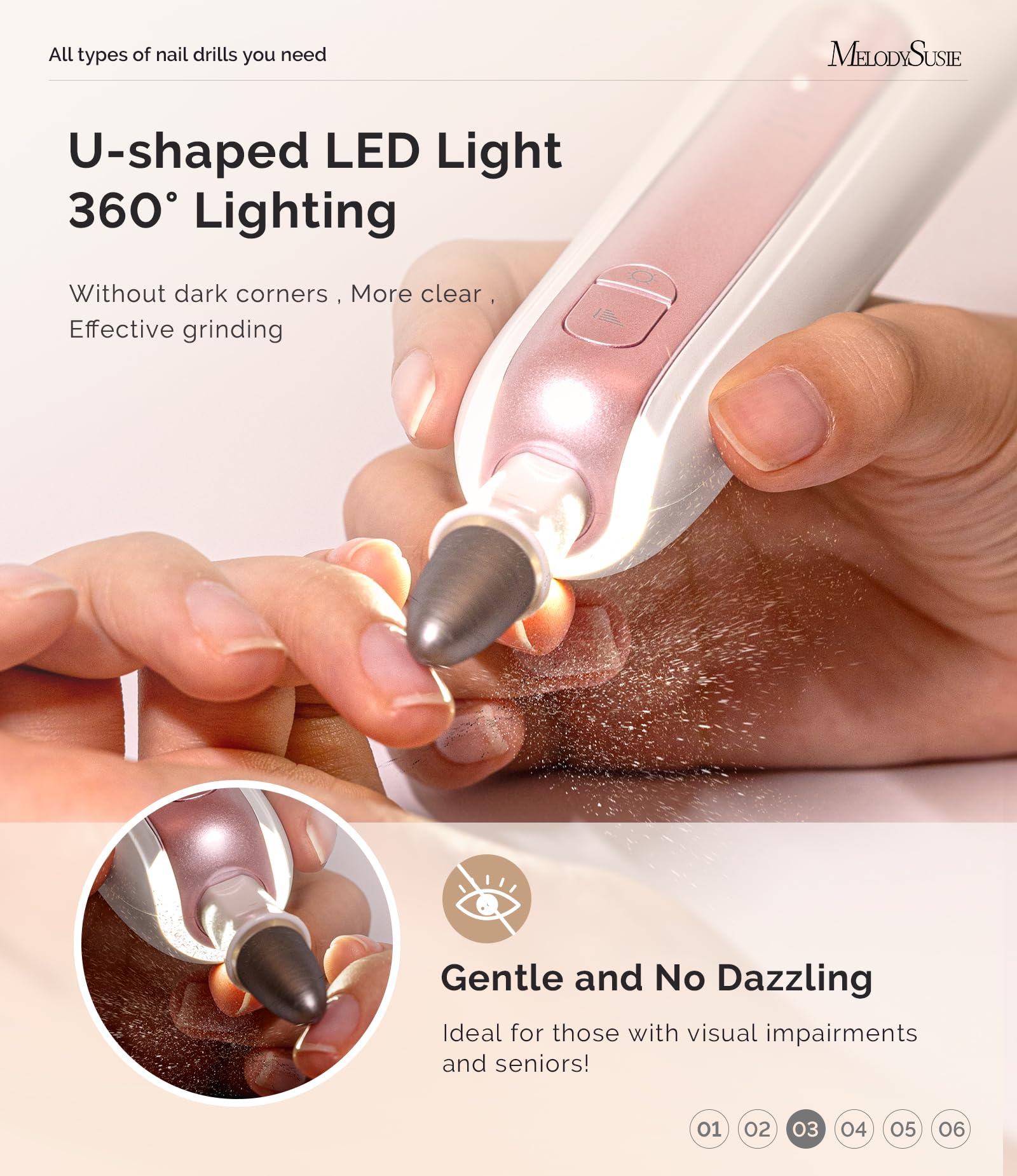 MelodySusie rechargeable 2000mAh battery enables wireless grooming anywhere.