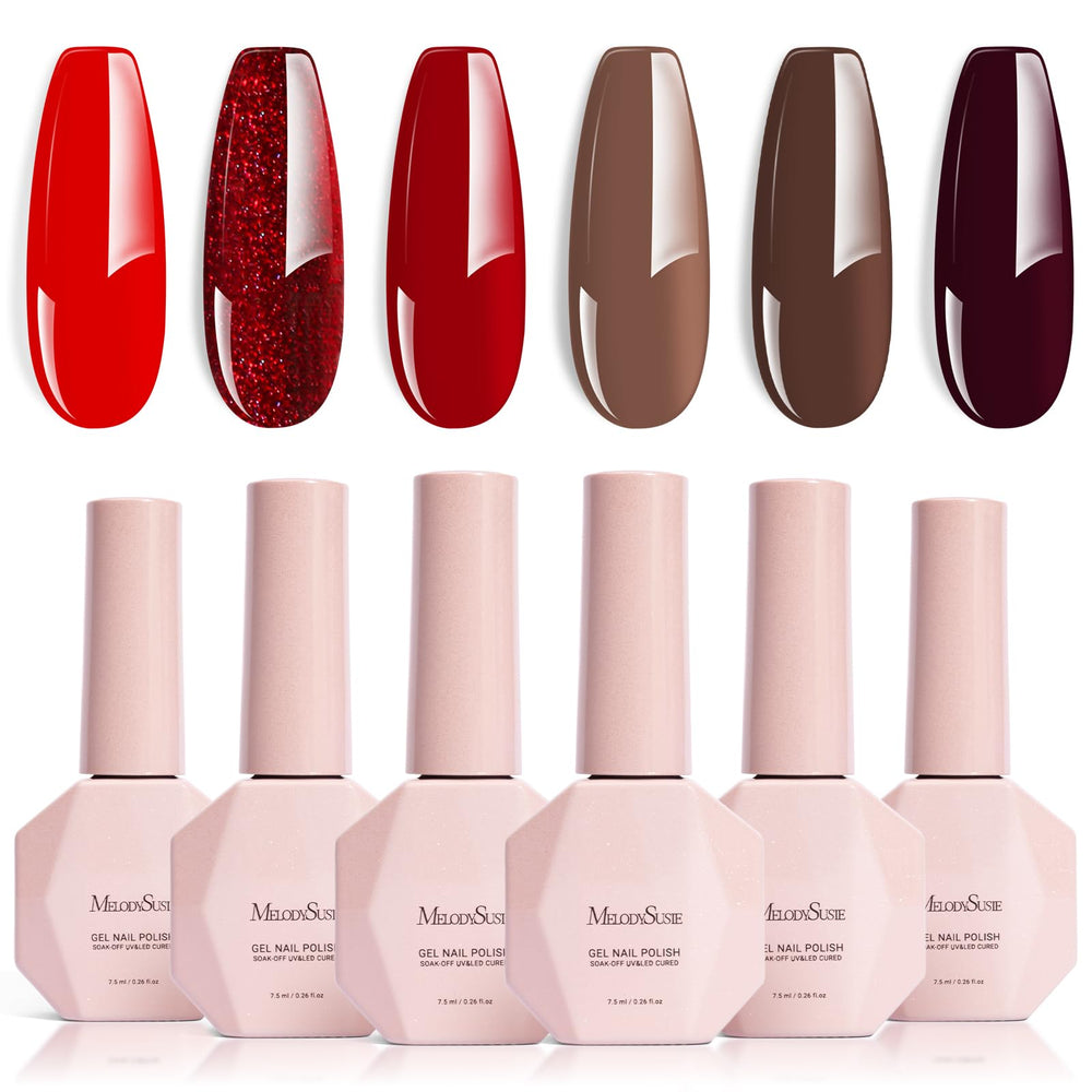 MelodySusie Red Brown Gel Set packaging, ideal for easy at-home manicures.