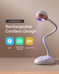 MelodySusie S-Pro09M rechargeable nail lamp side view for cordless convenience.