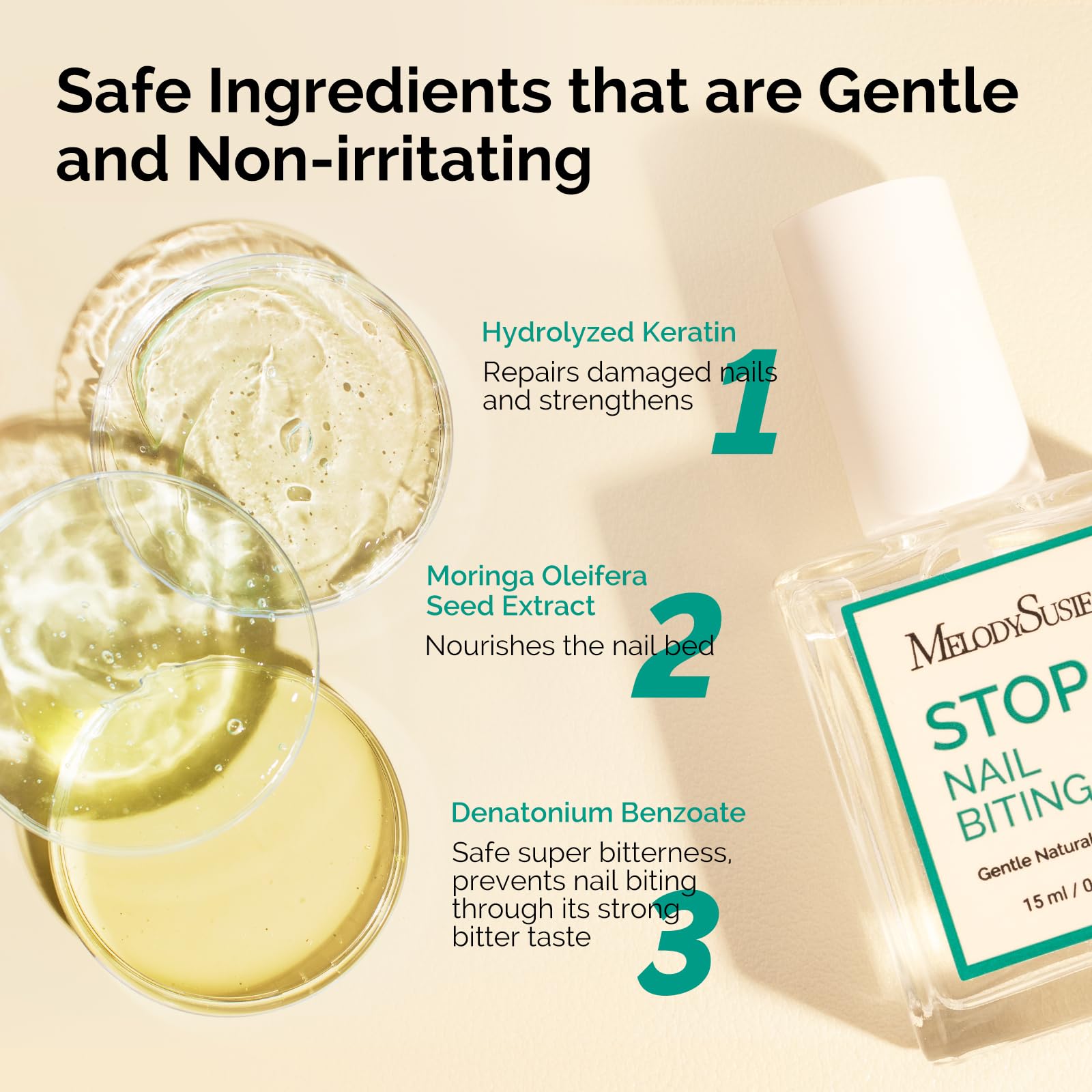 MelodySusie safe-formula-no-odor emphasizes gentle, skin-friendly daily use.