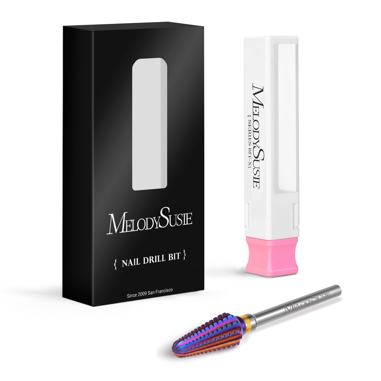 MelodySusie salon-use bit in action conveys professional manicure and pedicure results.