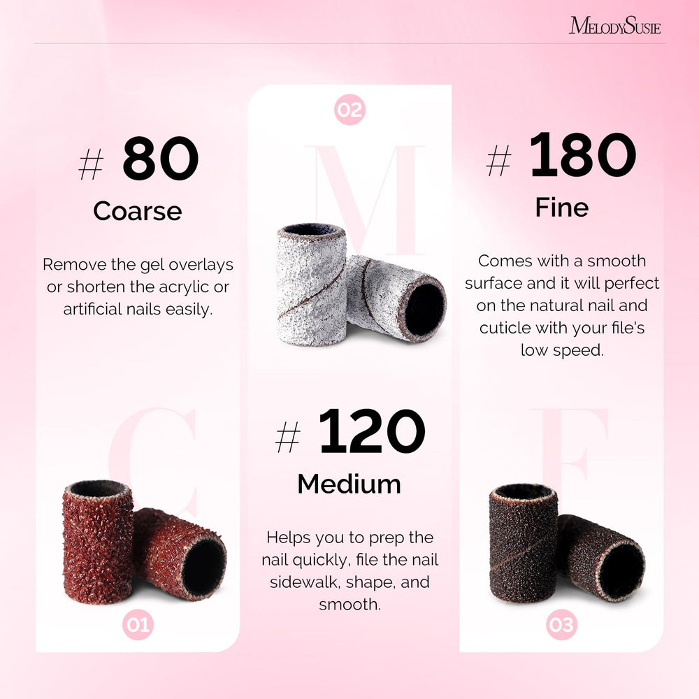 MelodySusie 120 medium grit sanding band for shaping and smoothing natural or artificial nails.