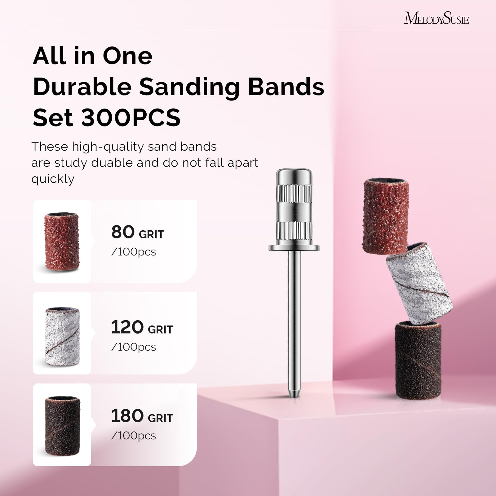 MelodySusie 80 coarse grit sanding band for efficient gel removal and shortening.