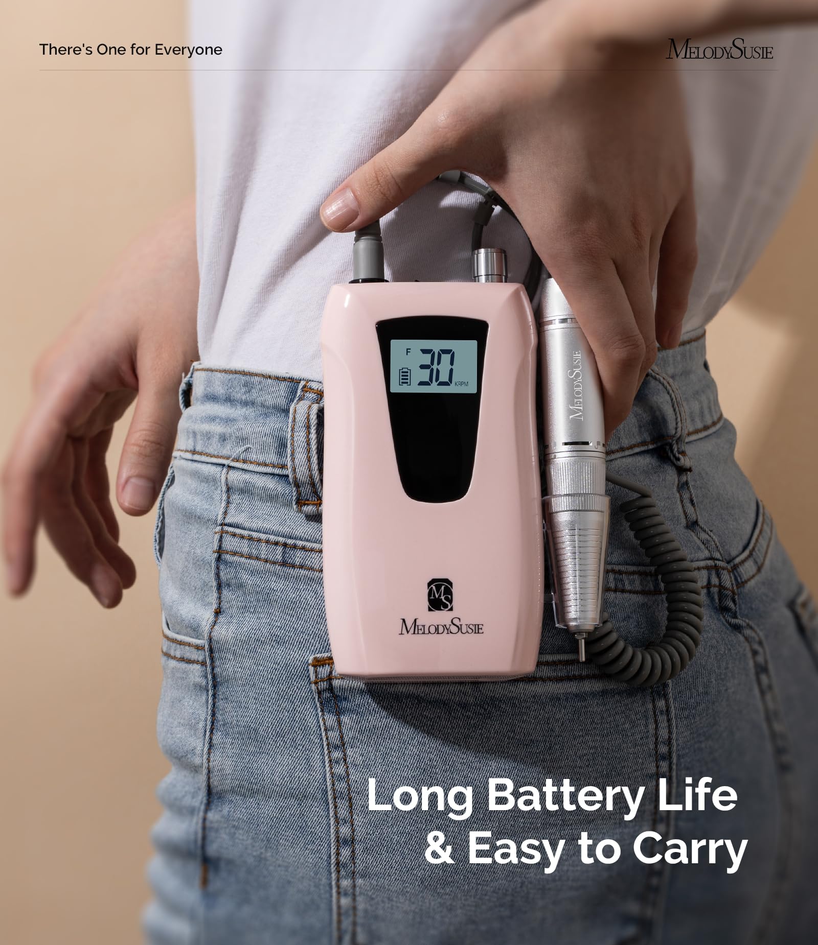 MelodySusie SC320D LCD display highlights RPM, battery status, and rotation direction.