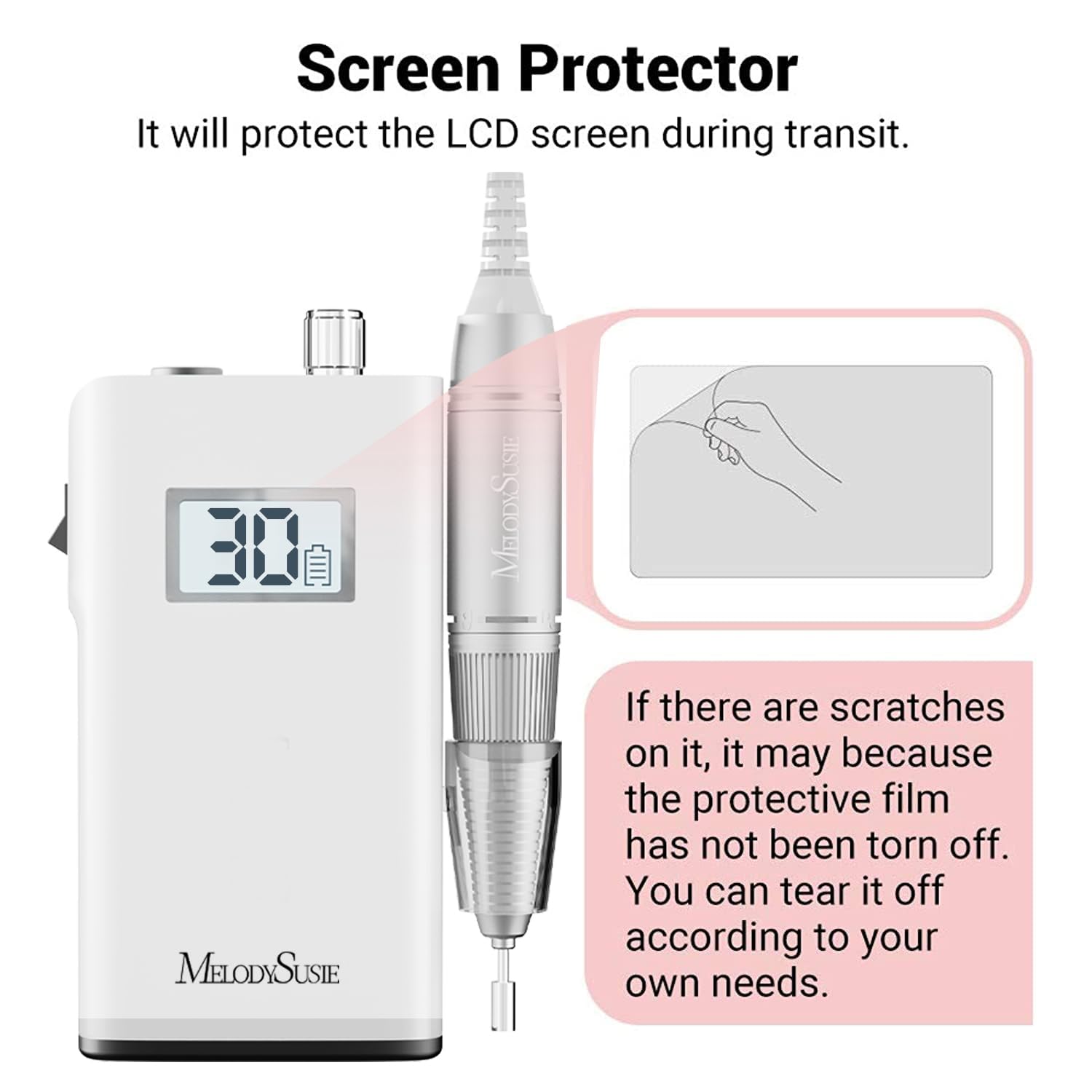 MelodySusie SC320H reaches 30000 RPM for fast nail shaping and gel removal.