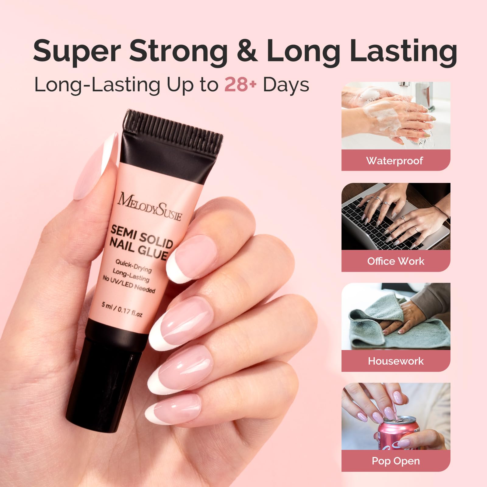 MelodySusie DIY nail art rhinestones secured with semi solid nail glue for quick-dry results