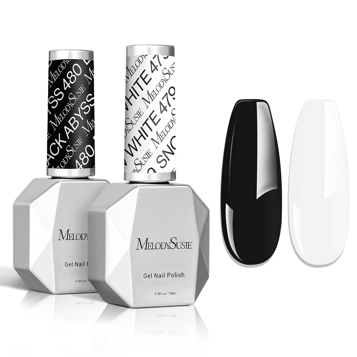MelodySusie thick gel nail polish set black 15ml shown for at-home manicure with long-lasting color.