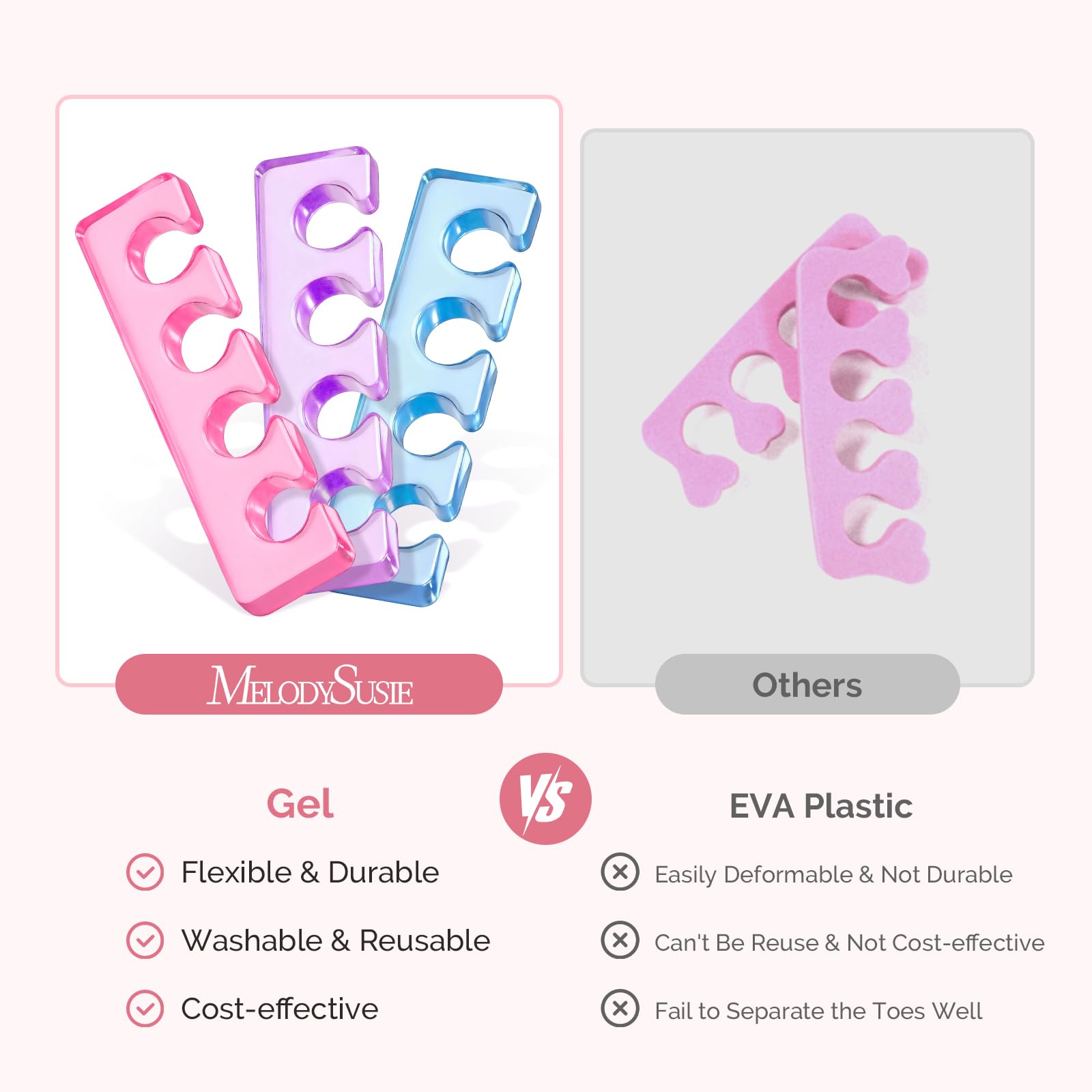MelodySusie toe separators for relaxation after walking or exercise.