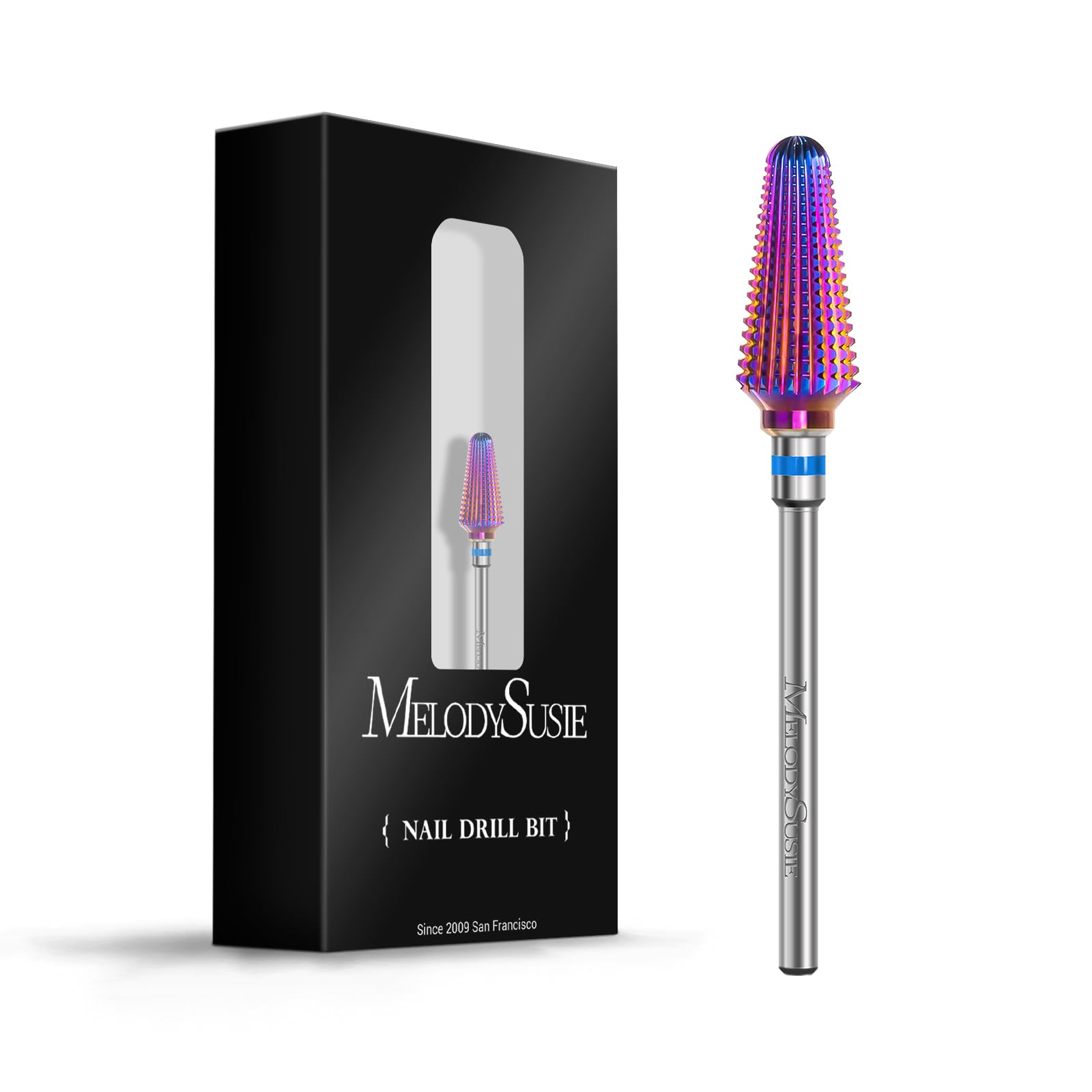 MelodySusie Tornado bit purple side view for precise shaping and safe cuticle contouring.