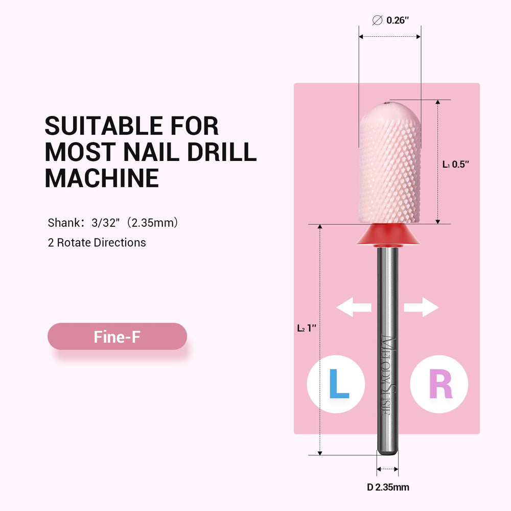 MelodySusie two-way rotation nail bit demonstrate CW and CCW use
