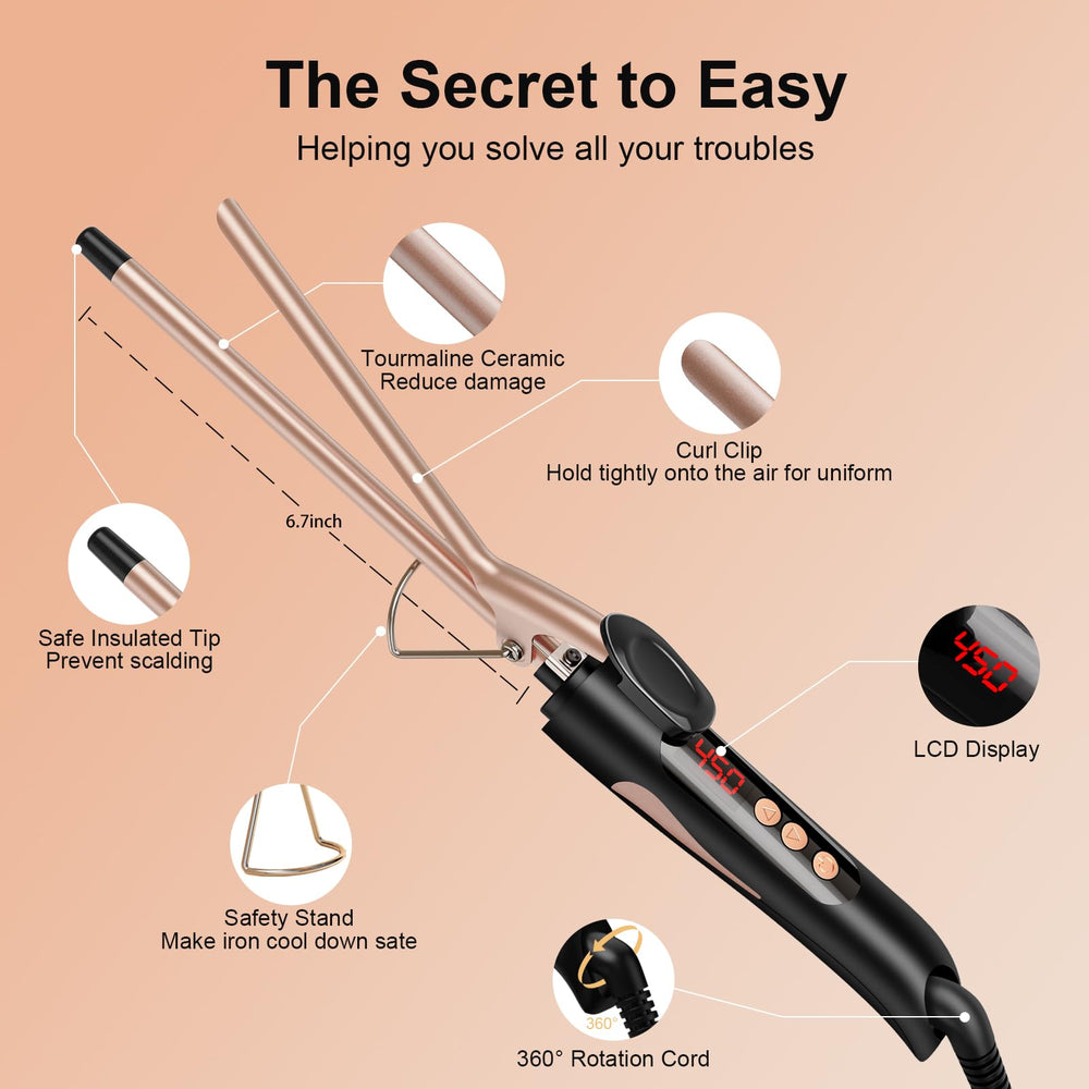 MELYDO curling iron temperature settings 360 to 480 F for versatile styles