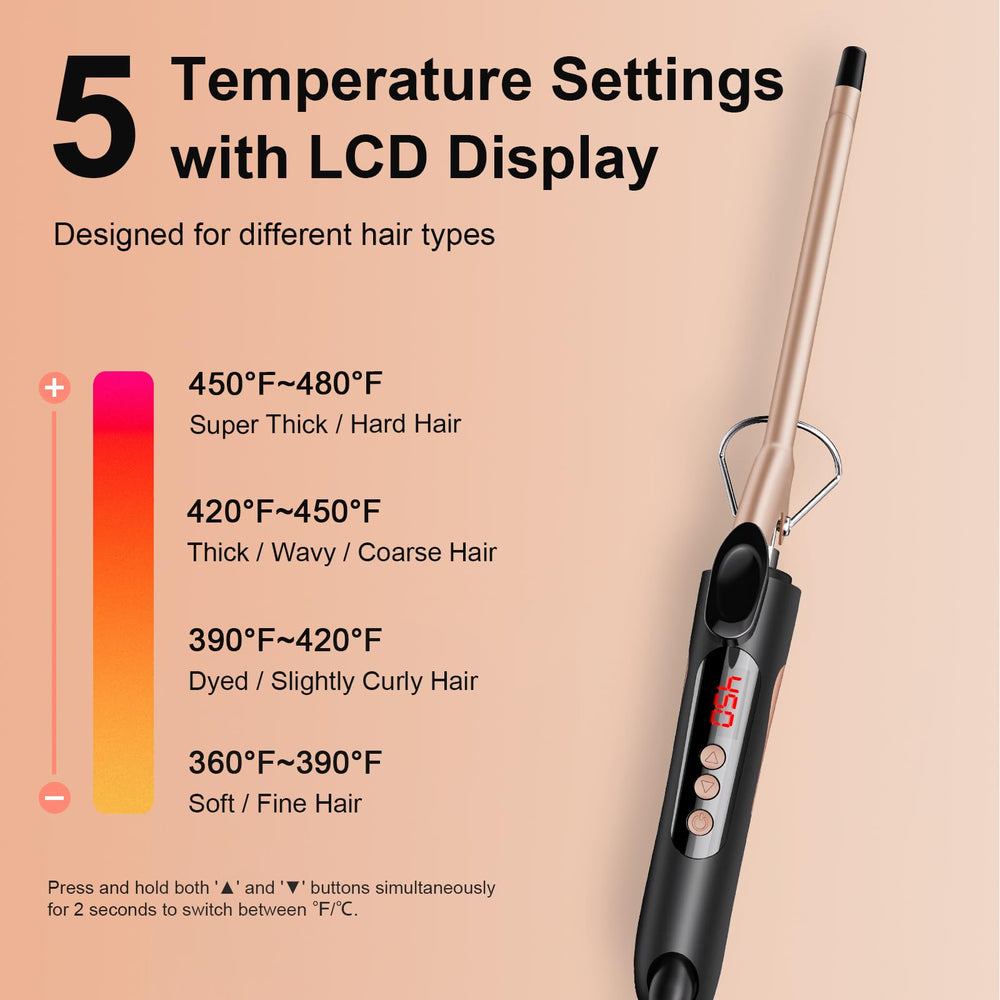 MELYDO curling iron tourmaline ceramic coating evenly heats and locks in moisture