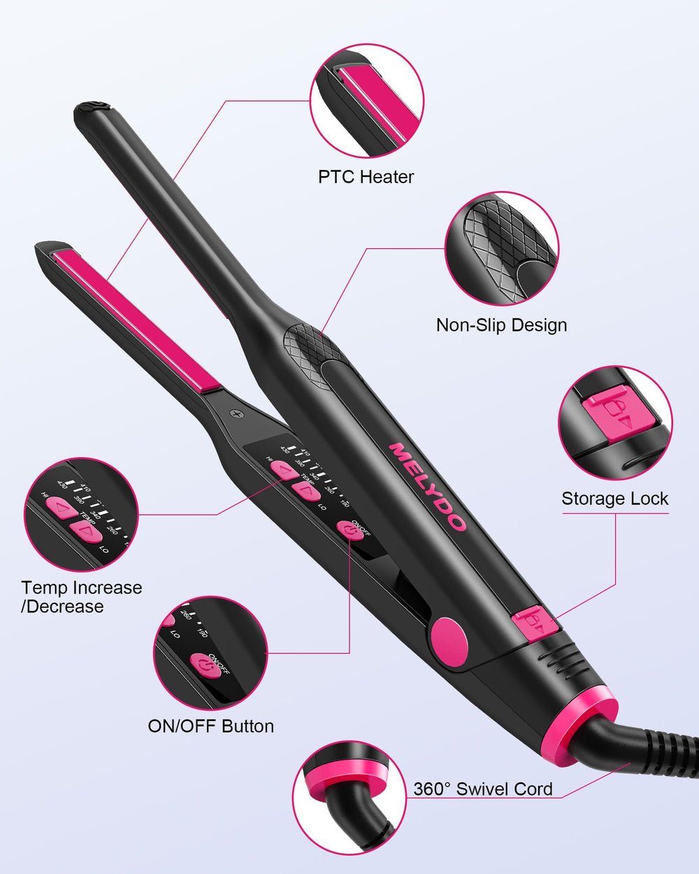 MELYDO dual voltage flat iron suitable for worldwide use