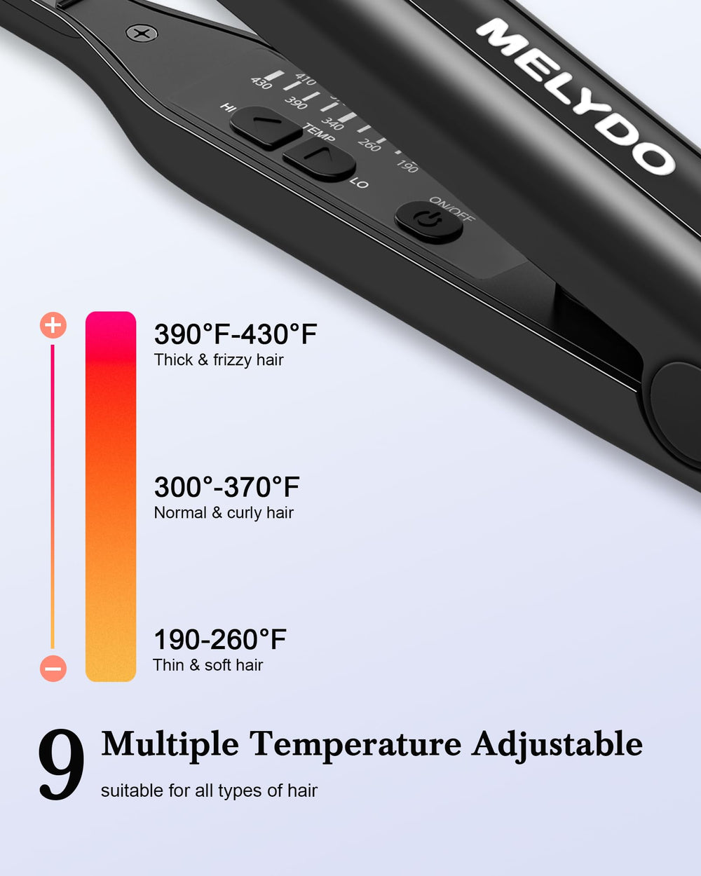 MELYDO Pencil Flat Iron auto shut-off feature for safety after styling