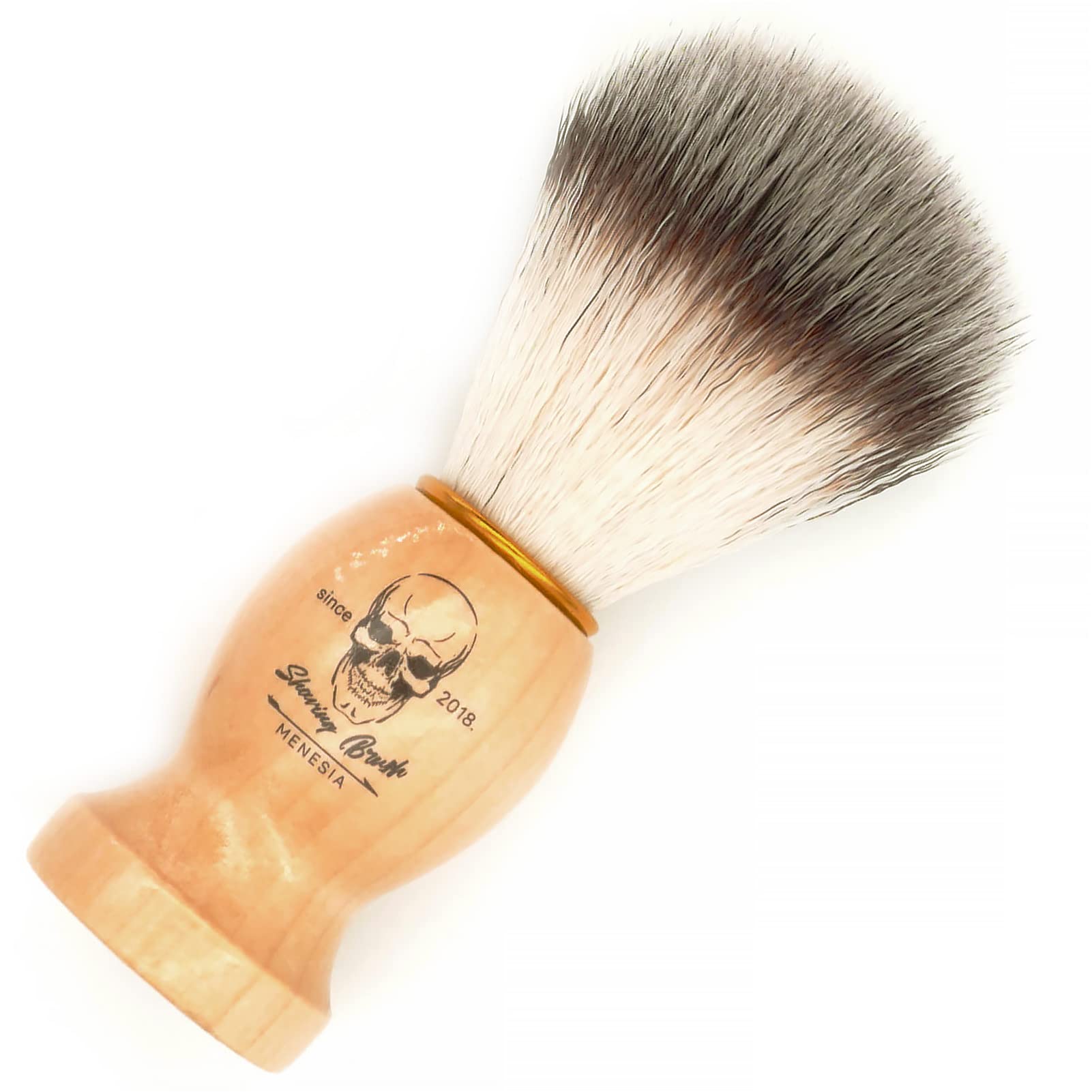Menesia shaving brush natural wood and nylon fibers ensure durable, skin-friendly performance.