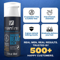 Application on beard showing smooth texture and natural shade blending with MENFIRST balm.