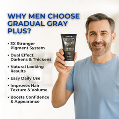 MENFIRST Gradual Gray PLUS Shampoo foamy lather for smooth scalp coverage.