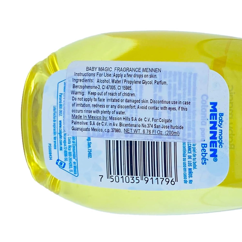 Mennen Baby Magic Cologne bottle with soft cap highlighting gentle fragrance.