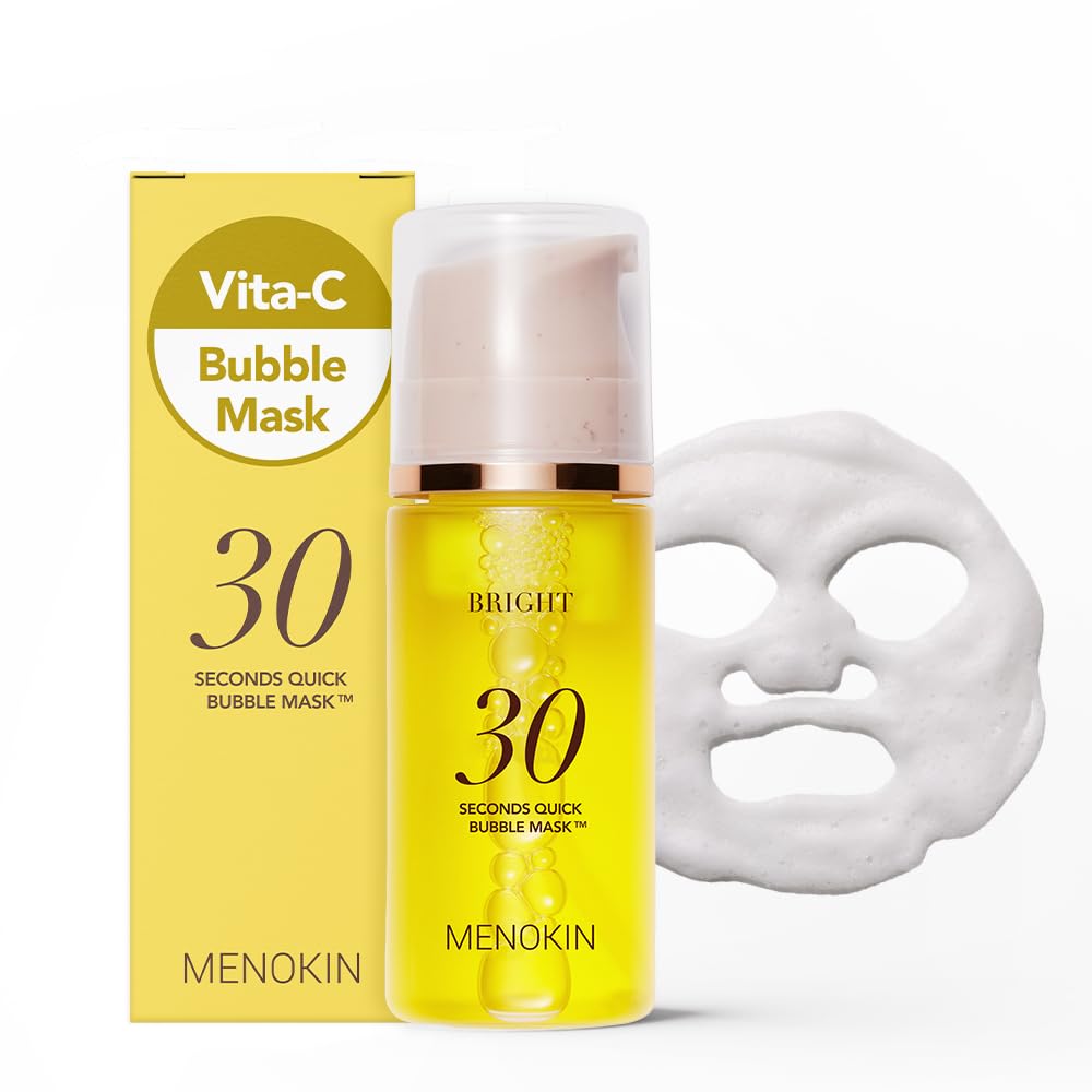 MENOKIN Bright Bubble Mask bottle and packaging for quick 30-second hydration.