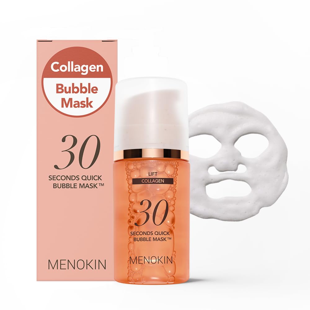 MENOKIN Lift Bubble Mask packaging shows a sleek jar for easy at-home spa sessions.
