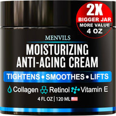 Menvils Mens Face Moisturizer jar closeup showing smooth hydrating texture