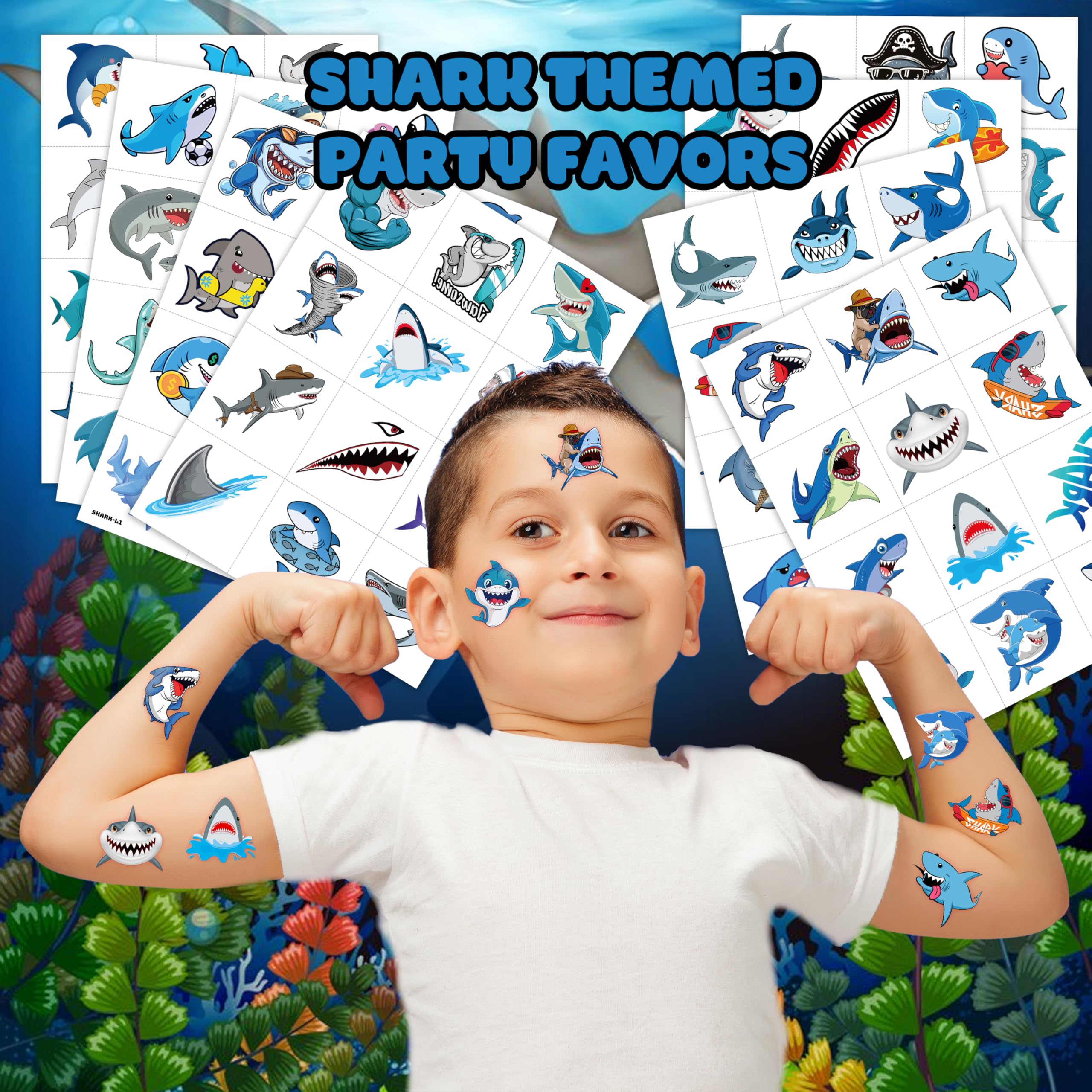 MeoIsDaBest shark sheet durable temporary tattoos for events