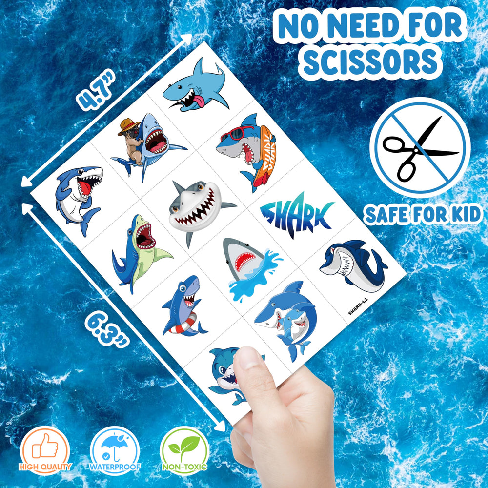 MeoIsDaBest shark tattoos set for party decor and school rewards