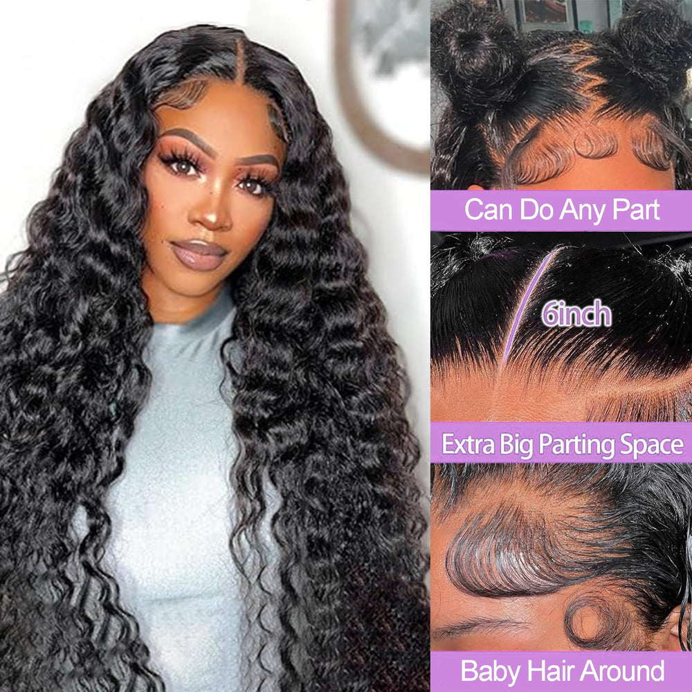 Mepurer 26-inch deep wave wig side view demonstrates seamless layering for daily wear