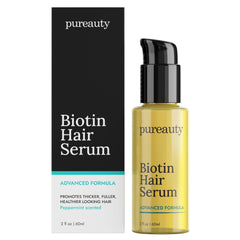 Meraz Pureauty Naturals Biotin Hair Growth Serum bottle for thicker-look results.