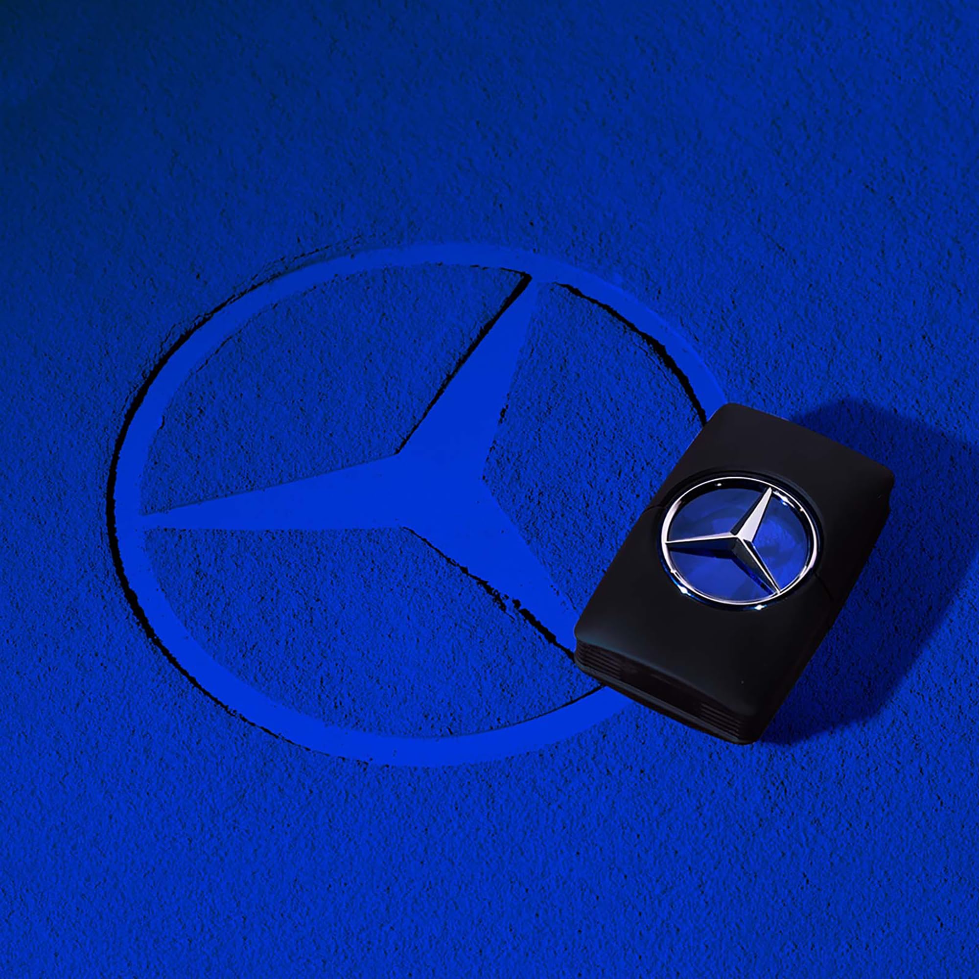 Mercedes-Benz Man daily-wear scene shows cylindrical bottle in everyday setting