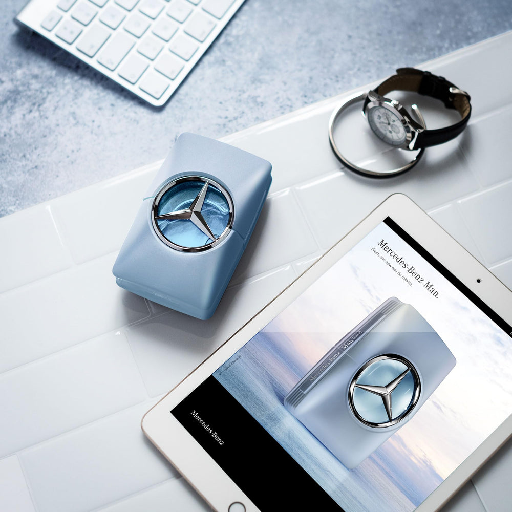 Mercedes-Benz Man Fresh bottle-floral-heart emphasizes orange blossom and lavender for refined spaces