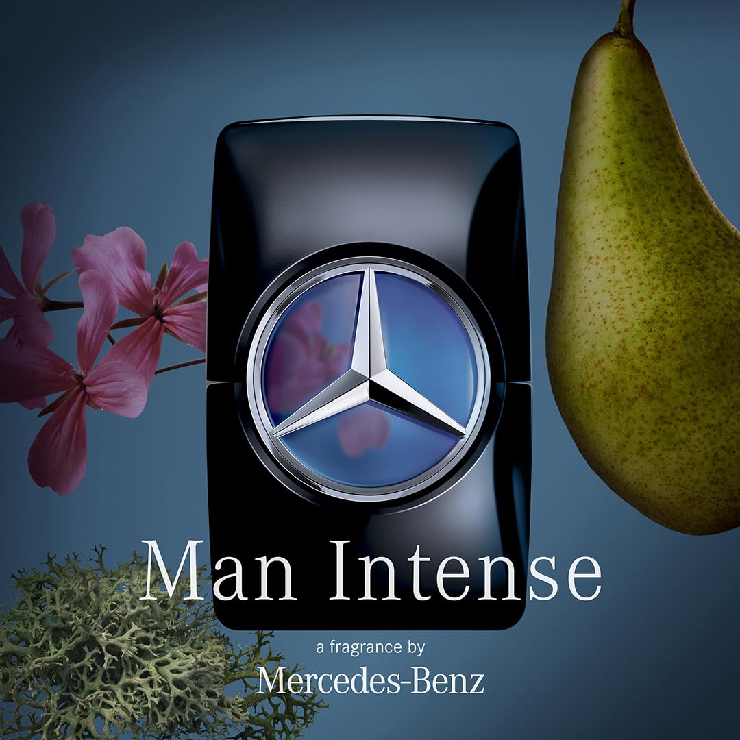 Mercedes-Benz Man Intense geranium-heart focus captures fresh floral heart.