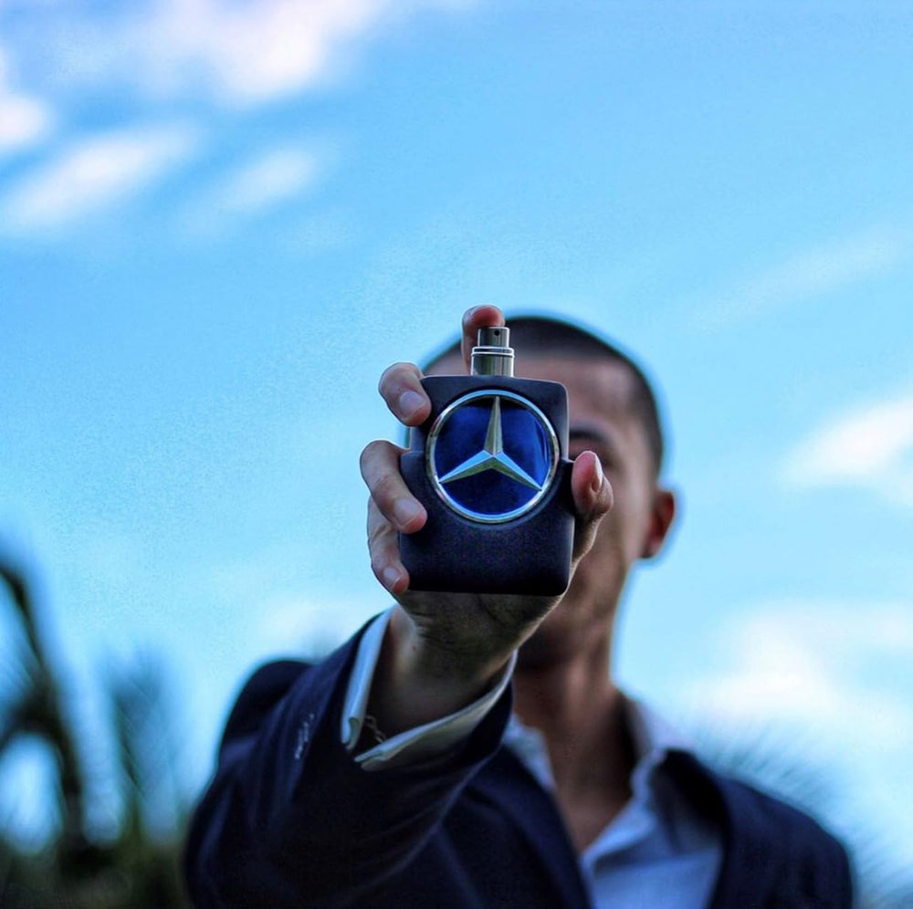 Mercedes-Benz Man Intense packaging-box image signals premium presentation.